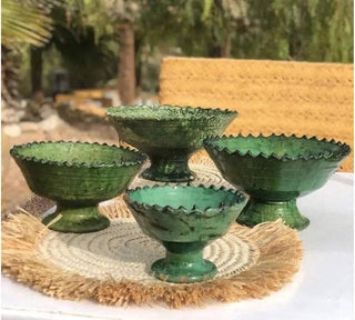 Tamegroute Green Fruit Bowl or Planter – Handmade Moroccan Pottery: Green / 8" x 5" (20 x 12 cm)
