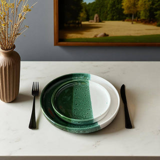 Handmade Two-Toned Moroccan Plates | Green & White Speckled
