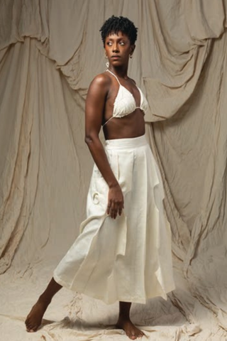 Pore Matka Silk Skirt, Natural