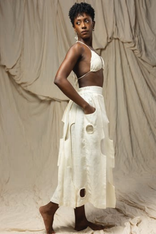Pore Matka Silk Skirt, Natural