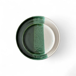 Handmade Two-Toned Moroccan Plates | Green & White Speckled