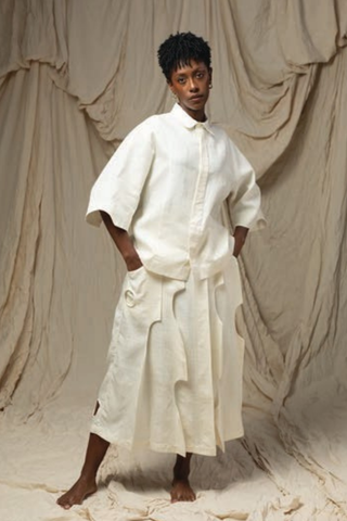 Pore Matka Silk Skirt, Natural