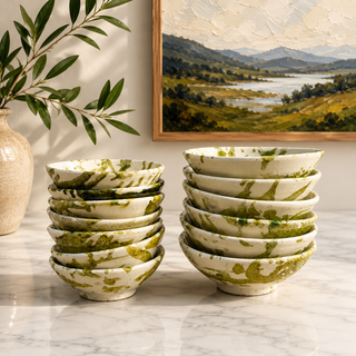 Handmade Yellow Splatter Clay Bowl ( SET OF 6 )