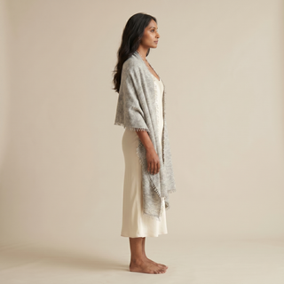 Undyed Cashmere Travel Wrap: Natural Melange