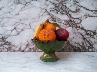 Handmade Fruit Bowls Tamegroute Bowls Green Glazed Pottery: 6" x 4" (16 x 10 cm)