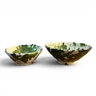 Handmade Green Splatter Ceramic Bowls | Rustic Moroccan Serving Bowls ( SET OF 6 )