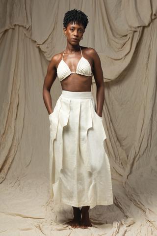 Pore Matka Silk Skirt, Natural