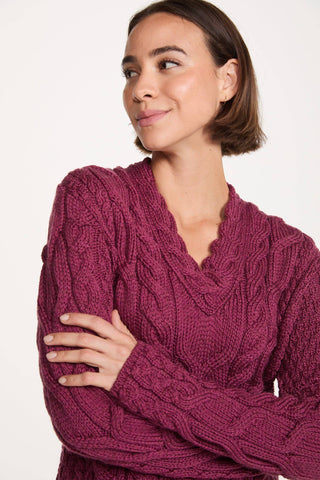 Tralee Merino V-Neck Sweater, Berry