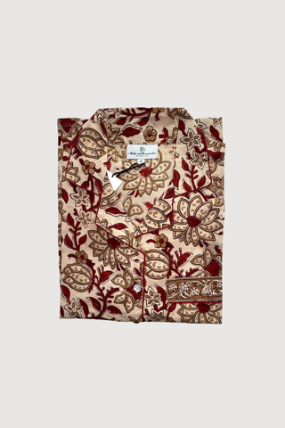 Block Printed Pajamas, Latte