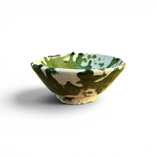 Handmade Green Splatter Ceramic Bowl | Rustic Moroccan Serving Bowl