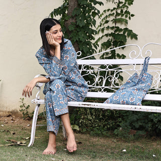 Block Printed Pajamas- 3 Piece Set