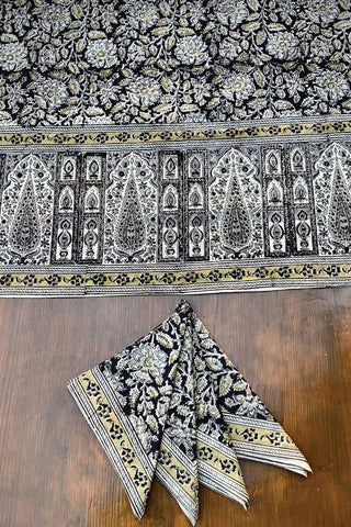 Black & Ivory Block Print Tablecloth