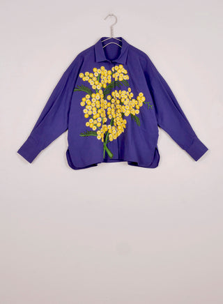 Greta Hand-Embroidered Mimosa Branch Shirt