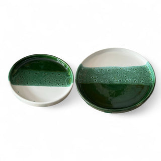Handmade Two-Toned Moroccan Plates | Green & White Speckled
