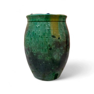 Tamegroute Jar Vase – Handmade Green Moroccan Pottery (22 cm)