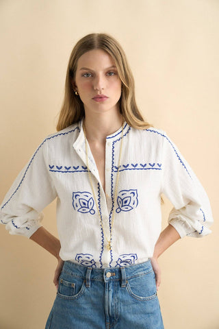 Maya Embroidered Blouse, White
