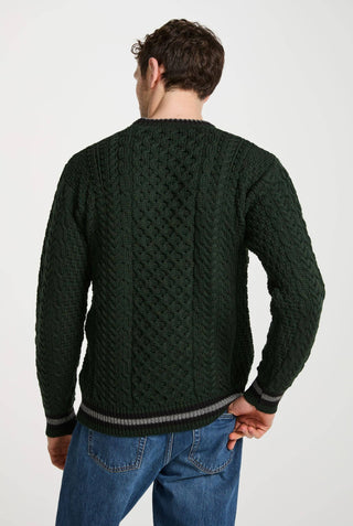 Inishbeg Mens Stripe Crewneck Sweater, Green