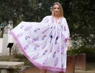Mylah Midi Dress Block Printed White Multi