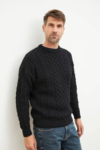 Inisheer Irish Knit Men's Sweater, Black