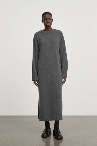 Andrea Merino Wool Dress, Graphite Mélange