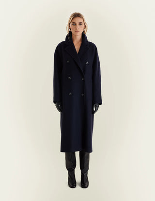 Bronwyn Irish Lambswool Oversized Coat, Navy