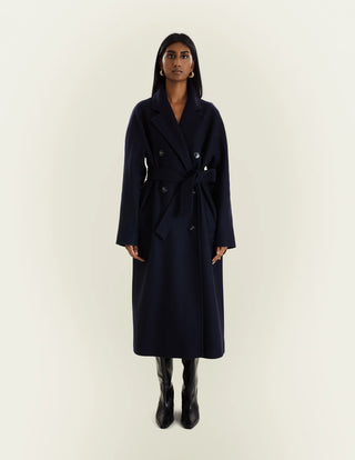 Bronwyn Irish Lambswool Oversized Coat, Navy