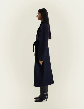 Bronwyn Irish Lambswool Oversized Coat, Navy