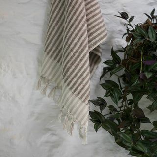 Striped Terry Hand Towel | Taupe
