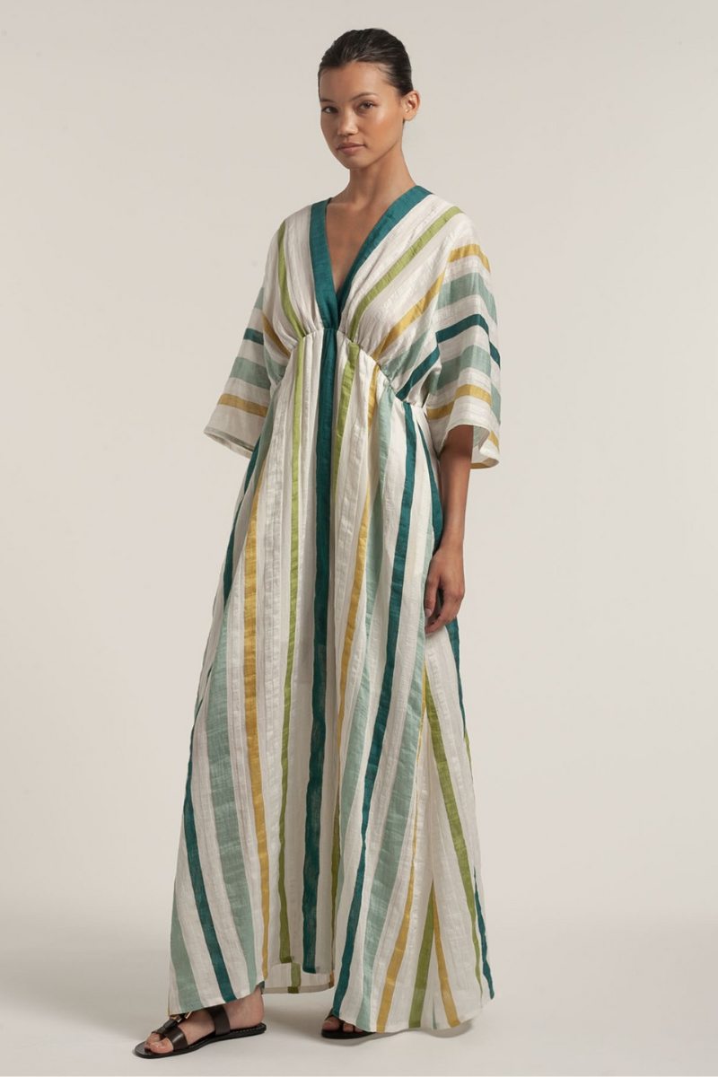 silk striped maxi dress Elara Striped Maxi Dress