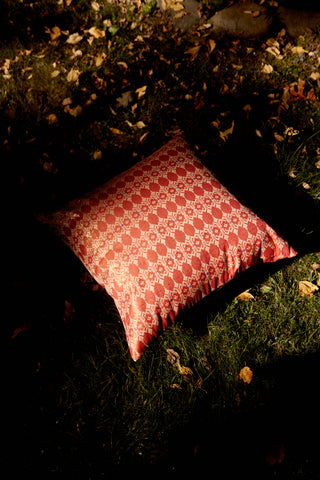 Metallic Endek Handwoven Pillow Cover | Iridescent Tangerine, Mixed Print