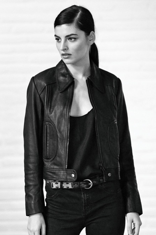 Marian Leather Motorcycle Jacket, Black