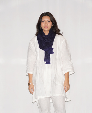 Herringbone Cashmere Scarf - Navy/Black