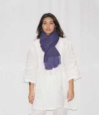 Cozy Cashmere Blend Stole - Navy