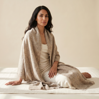 Undyed Cashmere Travel Wrap: Natural Melange