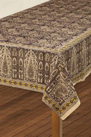Black & Ivory Block Print Tablecloth