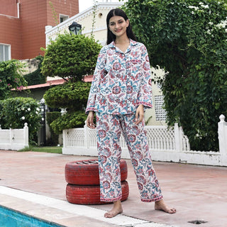 Block Printed Pajamas- 3 Piece Set