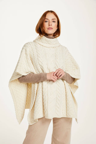 Torc Irish Knit Poncho, Cream
