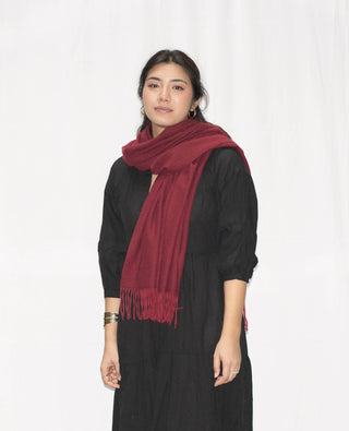 Cozy Cashmere Blend Stole - Maroon