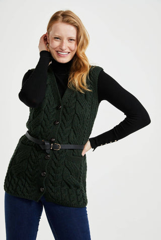 Saoirse Irish Knit Gilet, Green