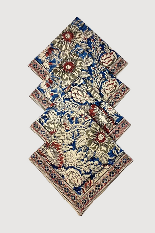 Rose & Navy Block Print Napkin Set