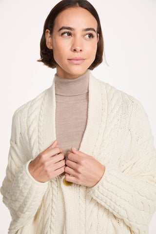 Knocknarea Ladies Merino Wrap Cardigan, Cream