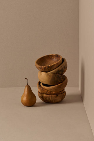 Natural Olive Wood Snack Bowls