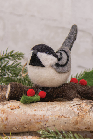 Felted Chickadee Ornament