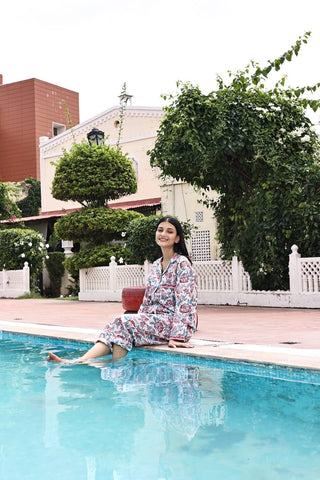 Block Printed Pajamas- 3 Piece Set