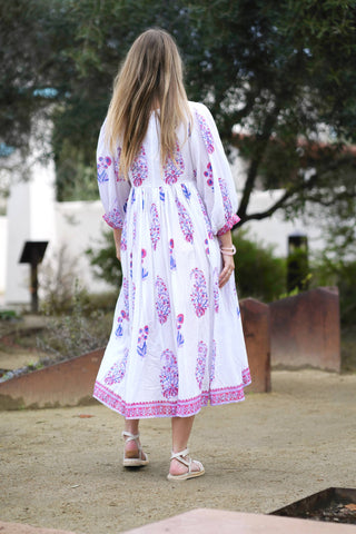 Mylah Midi Dress Block Printed White Multi