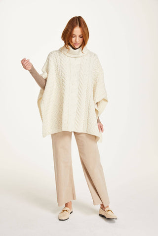 Torc Irish Knit Poncho, Cream
