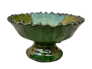 Tamegroute Green Fruit Bowl or Planter – Handmade Moroccan Pottery: Green / 8" x 5" (20 x 12 cm)