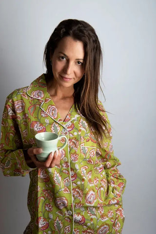 The Kathlyn. Pure cotton classic pj set with notch collar