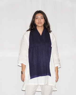 Herringbone Cashmere Scarf, Navy & Black