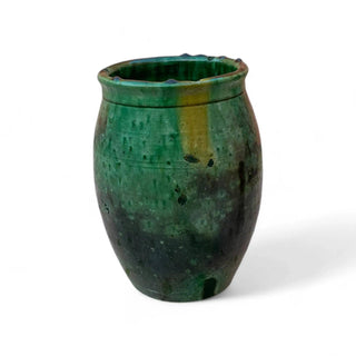 Tamegroute Jar Vase – Handmade Green Moroccan Pottery (22 cm)